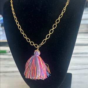 Hand Made Gold Plated Necklace with Multicolor Tassel